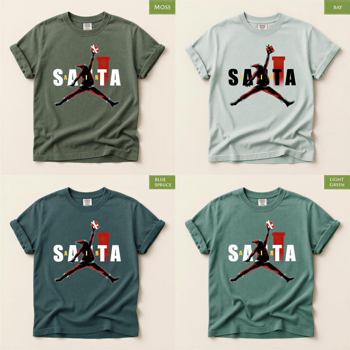Air Santa Christmas Gift T-shirt, Black Santa, Basketball Christmas Shirt, Black Santa Shirt, Matching Christmas Shirt for Families