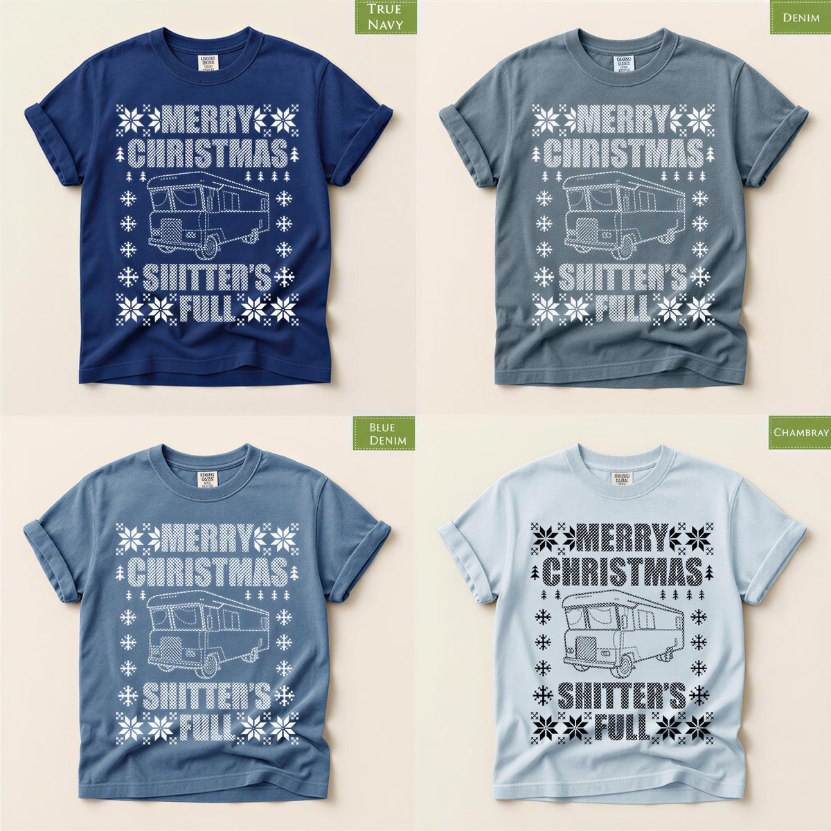 Comfort Colors® Merry Christmas Shirt, Funny Christmas Vacation Tee, Shitters Full RV Shirt, Holiday Road Trip Gift, Festive Winter Tee