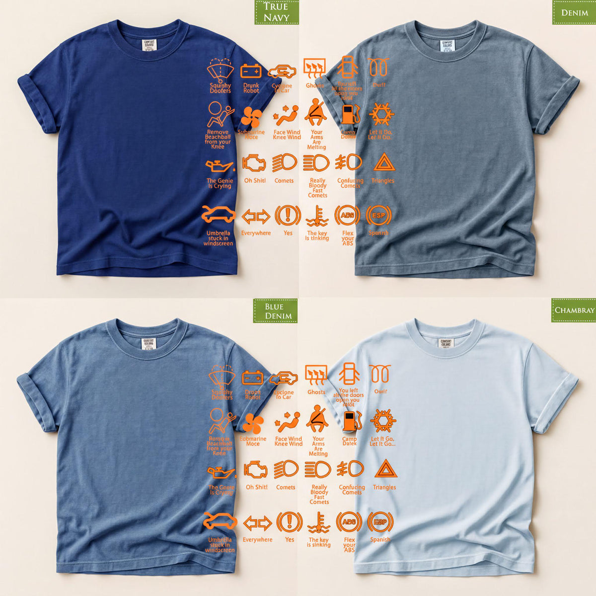 Comfort Colors® Dashboard Warning Lights T-Shirt: Sarcastic Car Mechanic Humor Tee