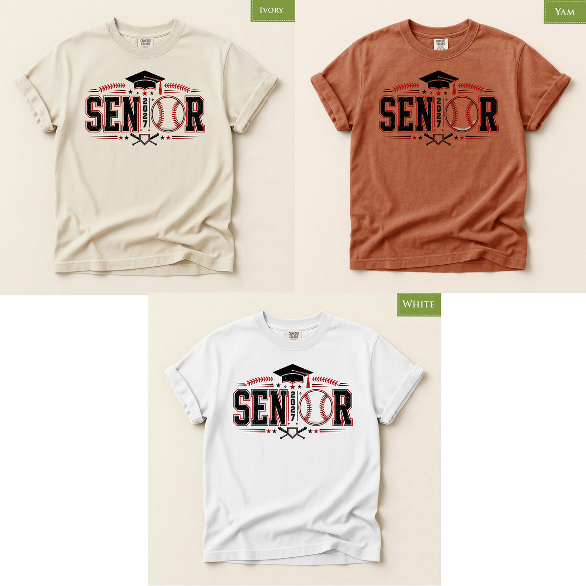 Comfort Colors® Senior 2027 Baseball Shirt, Class of 2027 Graduate Sports Fan Graduation Tee