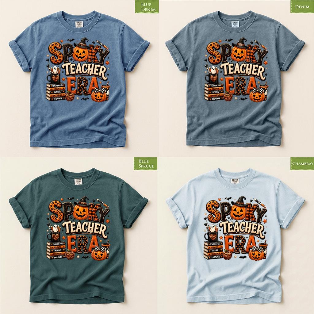 Comfort Colors® Spooky Teacher Era Shirt, Halloween Fall Tee, Pumpkin Classroom Gift, Cute Ghost Witch Top