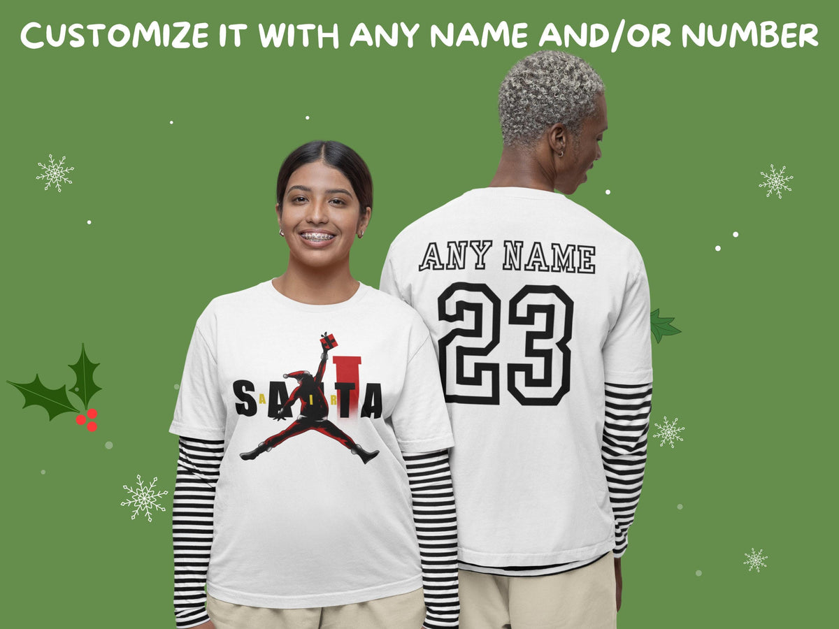 Air Santa Christmas T-shirt, Custom Basketball Santa, Matching Family Shirts