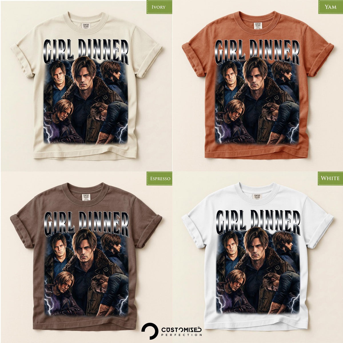 Girl Dinner Leon Kennedy Comfort Colors® T-Shirt, Requiem RE9 Gamer Gift, Resident Evil Tee