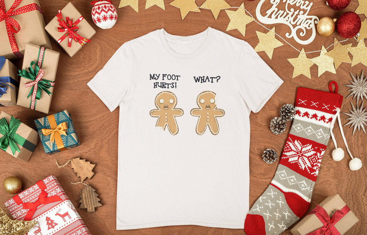 Comfort Colors® Gingerbread Shirt, Funny Christmas Tee, My Foot Hurts What Gingerbread Men, Holiday Humor Gift, Festive Winter Apparel