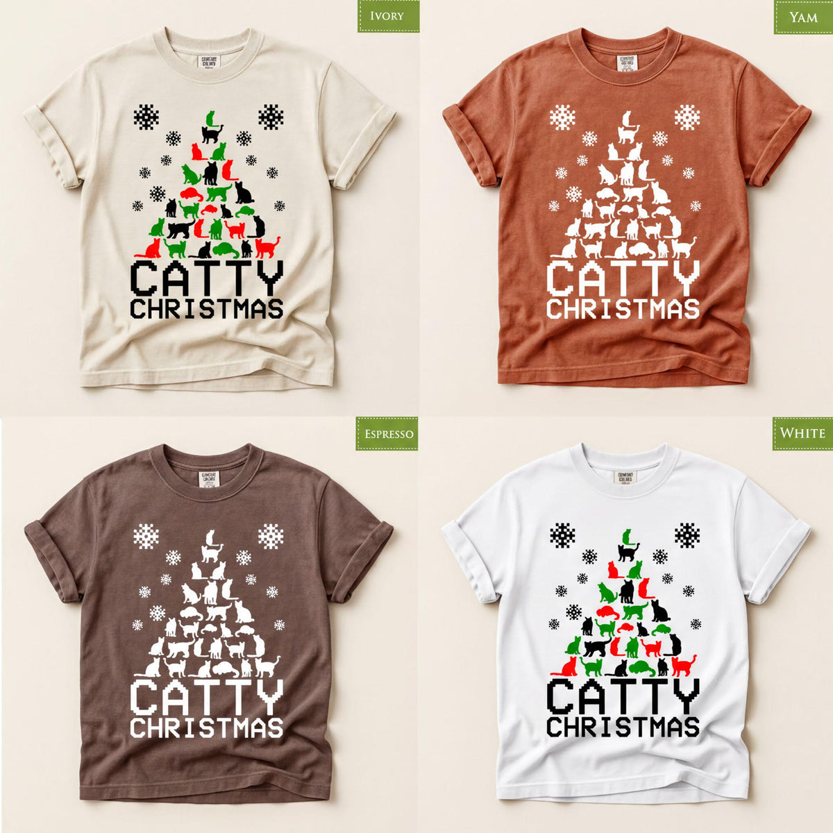 Comfort Colors® Catty Christmas Shirt, Funny Cat Holiday Tee, Cute Christmas Graphic, Cat Lover Gift