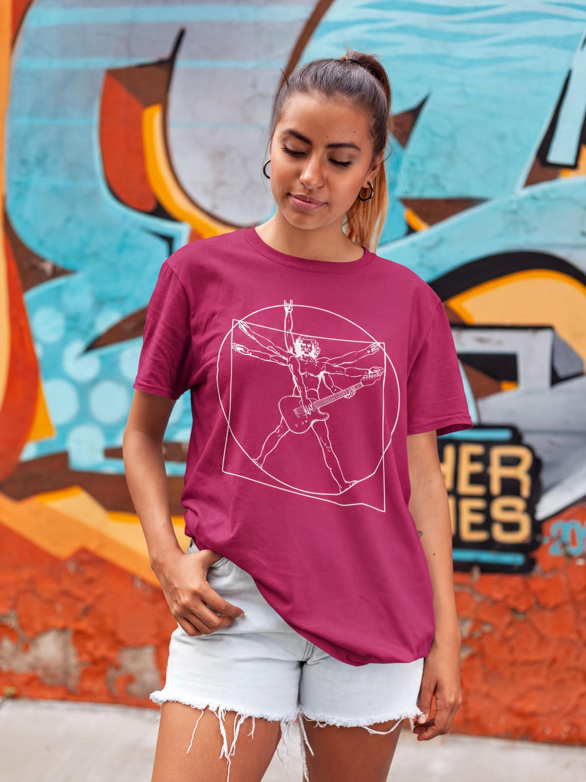 Comfort Colors® Vitruvian Guitarist Shirt, Guitar Player Da Vinci Style Tee