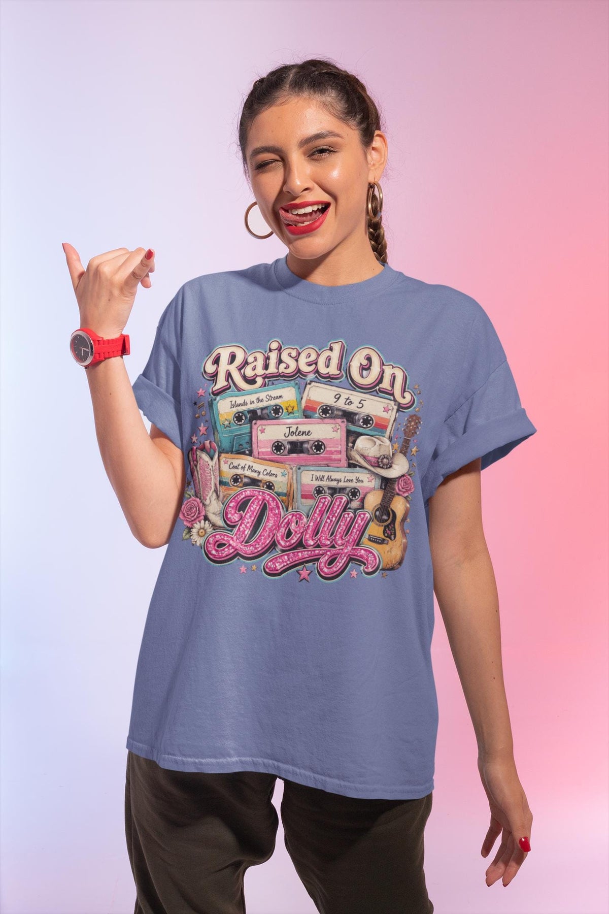 Comfort Colors® Raised On Dolly Parton Country Shirt, Retro Cassette Tape TShirt, Jolene 9 To 5 Country Music Tee, Dolly Parton Gift Idea