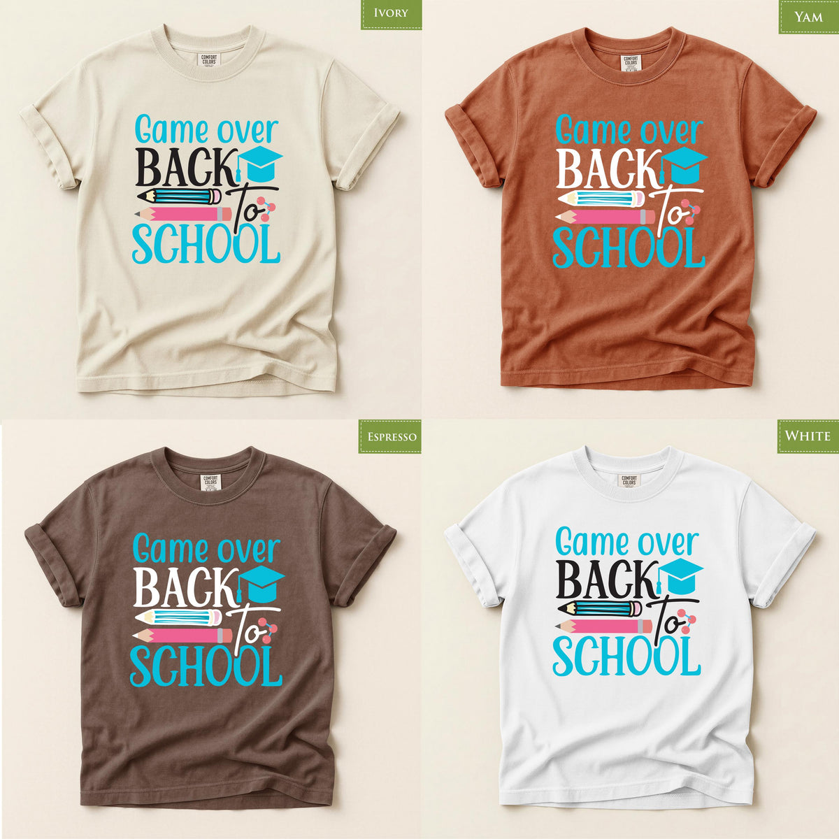 Comfort Colors® Gamer Back to School Shirt, Game Over Tee, Teacher Student First Day Graphic Top Gift