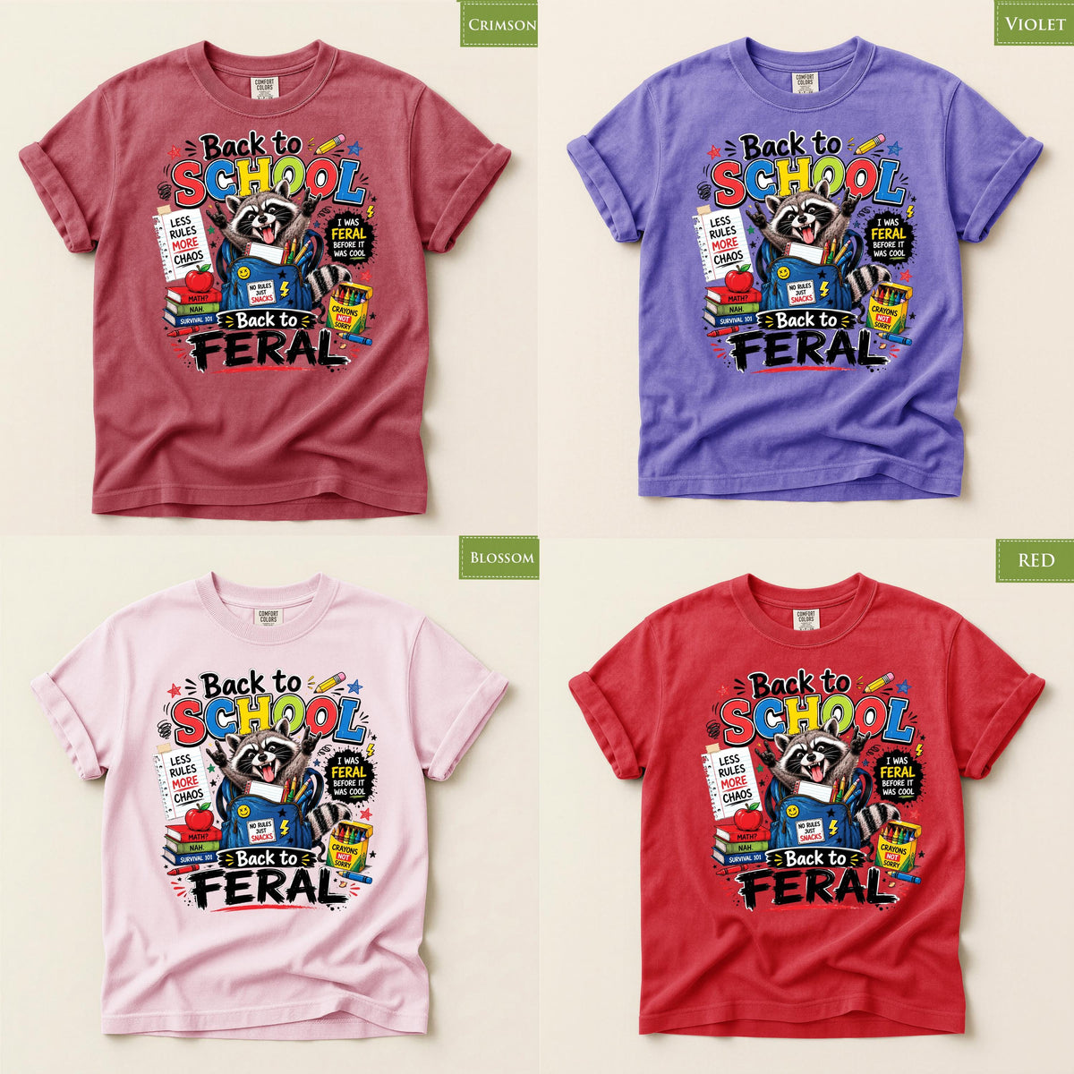 Comfort Colors® Back to School Raccoon Shirt, Feral Student Tee, Funny First Day Gift