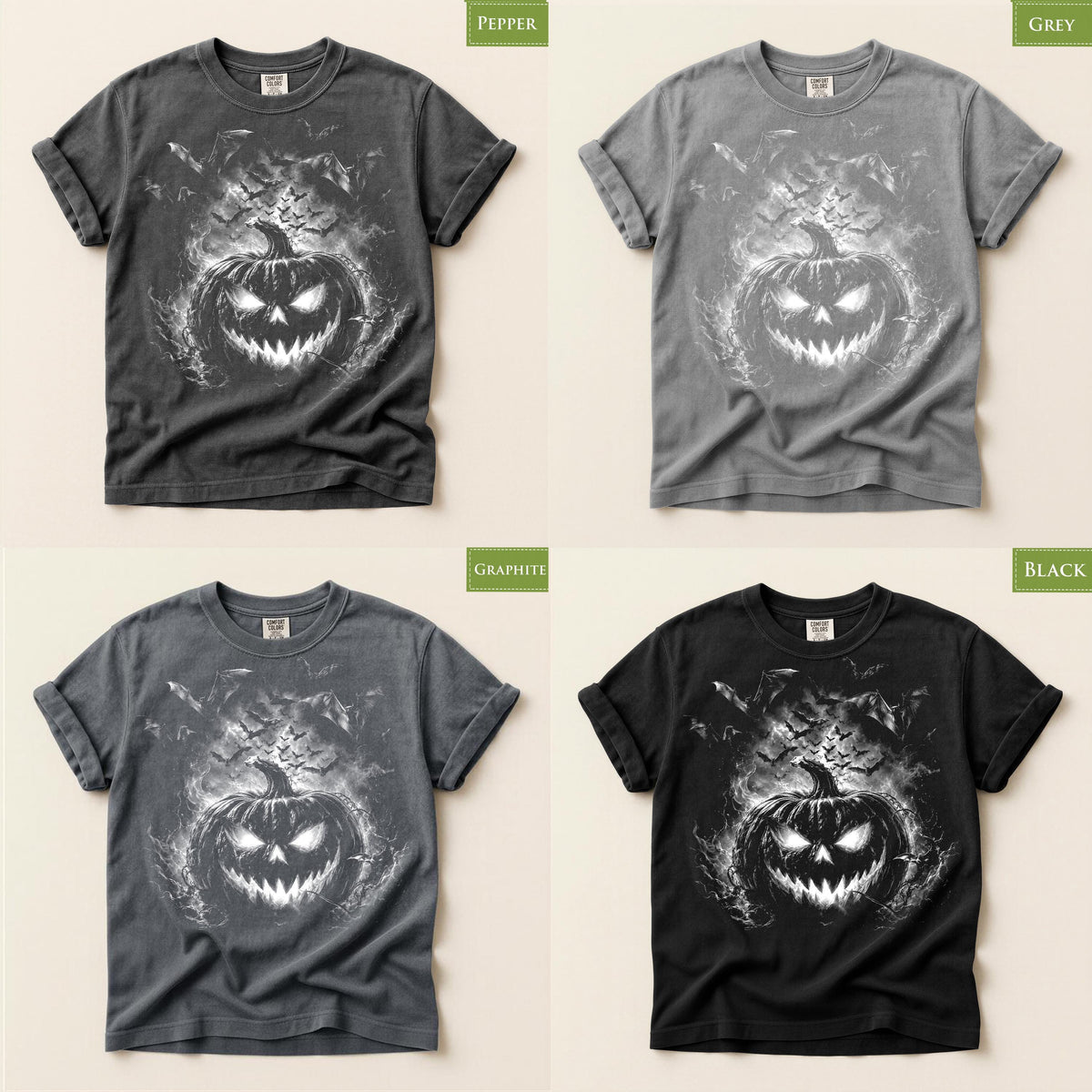 Comfort Colors® Jack O Lantern Pumpkin Graphic Tee, Scary Halloween Shirt, Spooky Horror Apparel Gift