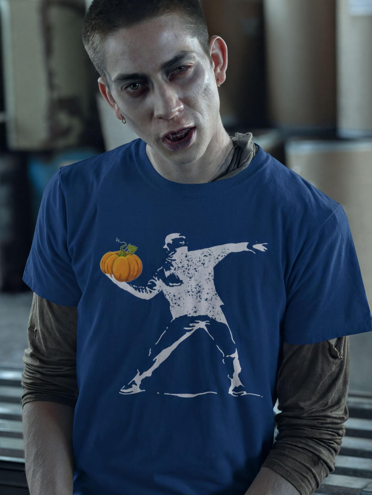 Comfort Colors® Halloween Banksy Art Shirt, Flower Thrower Pumpkin Tshirt, Trick Or Treat Costume Top