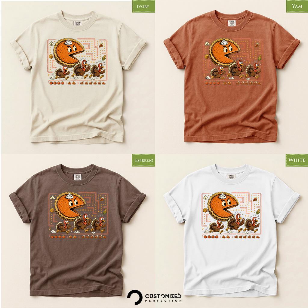 Comfort Colors® Thanksgiving Shirt, Funny Turkey Pie Chase Tee, Fall Food Graphic, Turkey Dinner top