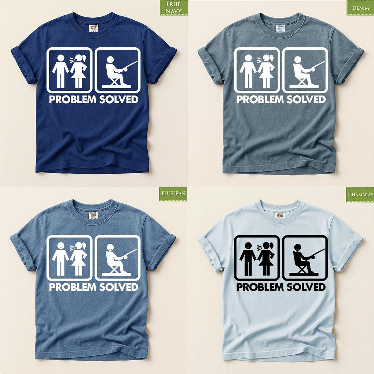 Comfort Colors® Funny Fishing Shirt, Problem Solved Tee, Angler Fisherman Gift