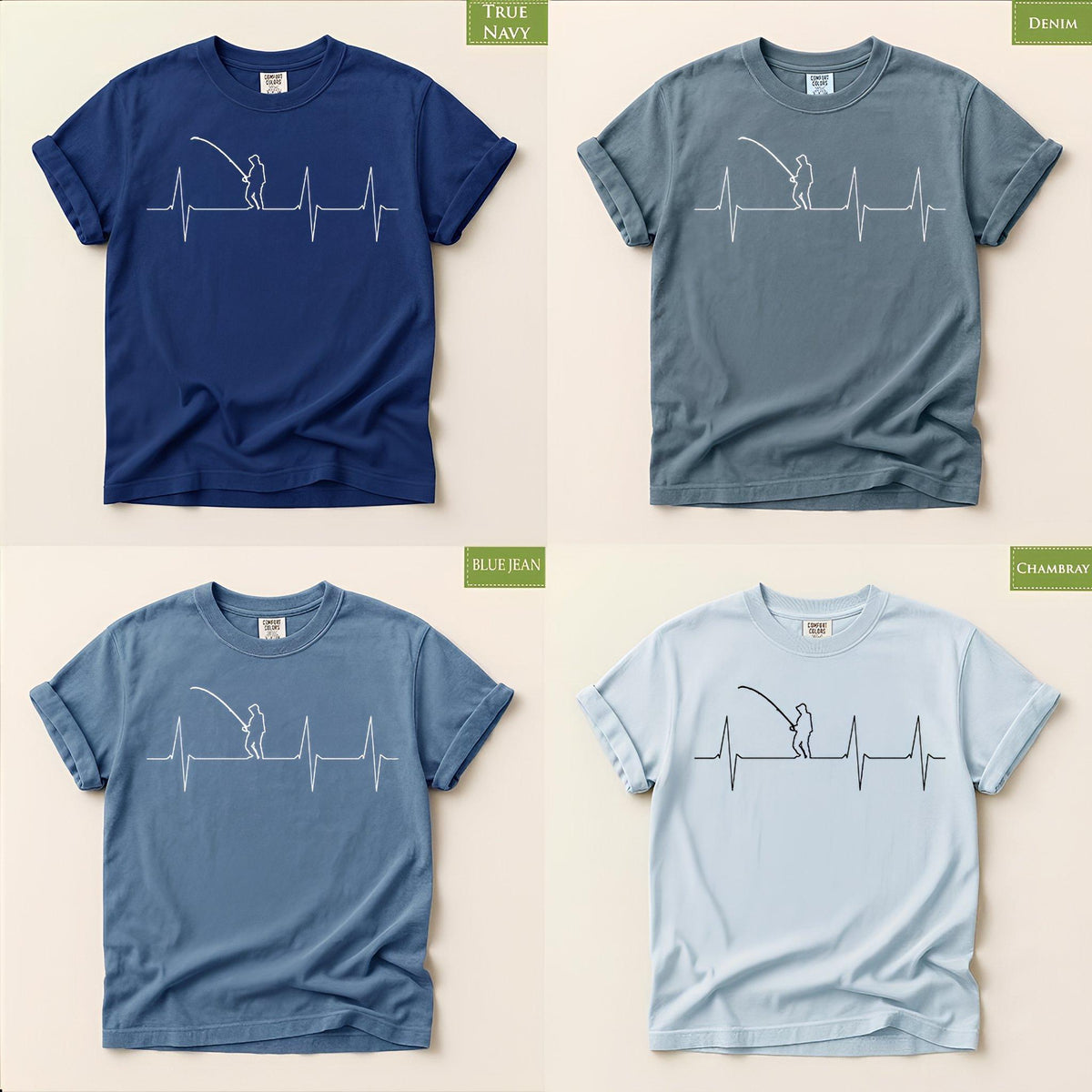 Comfort Colors® Fishing Heartbeat Shirt, Fisherman Bait Carp Bass Tee, Anglers Gift