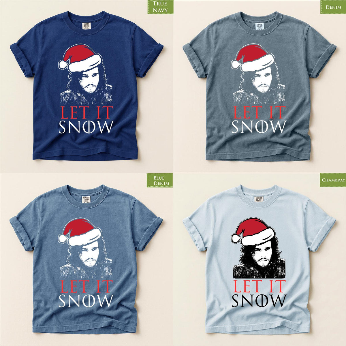 Comfort Colors® Let It Snow Shirt, Winter Fantasy Fan Tee, Santa Hat Holiday Shirt, Snowy Season Gift, Christmas Fandom Apparel
