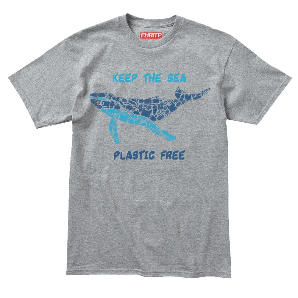 Mens Whale Plastic Mosaic Marine Pollution Protest Hand Drawn T shirt Tee Top T-shirt