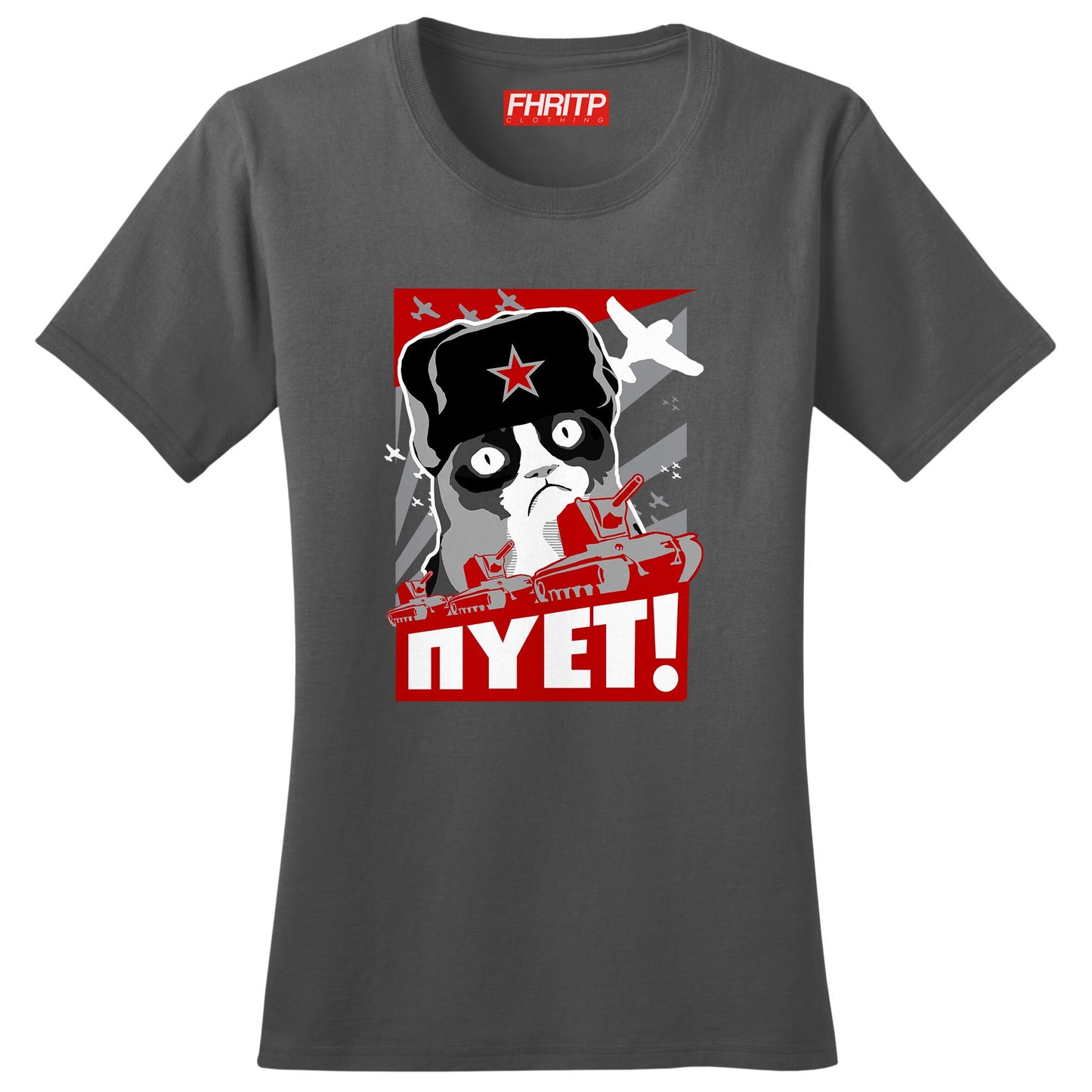 Ladies Grumpy Cat Russian NIET NOPE Funny Meme T shirt Tee Top T-shirt