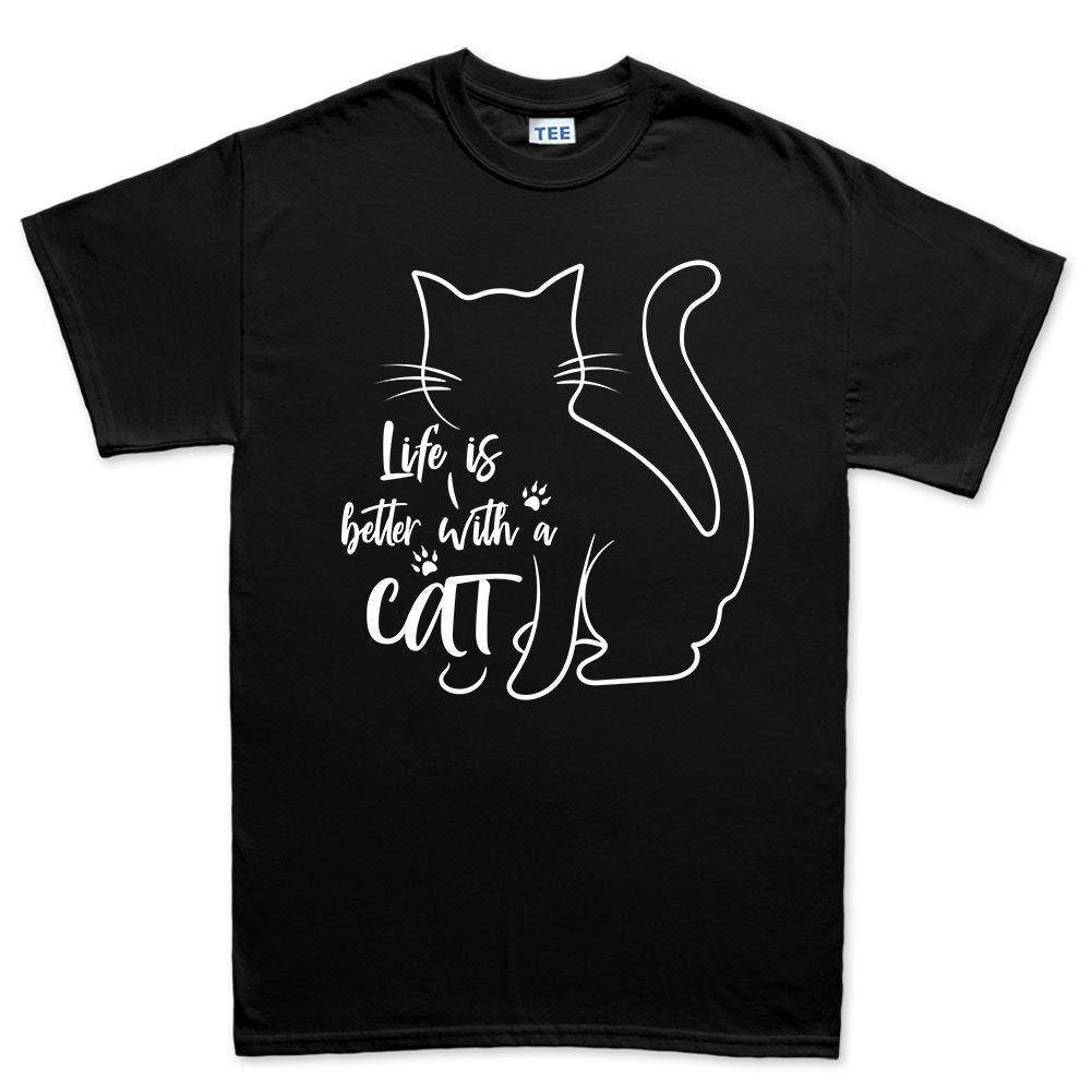 Mens Life Is Better With A Cat Kitten Pet T shirt Tee Top T-shirt