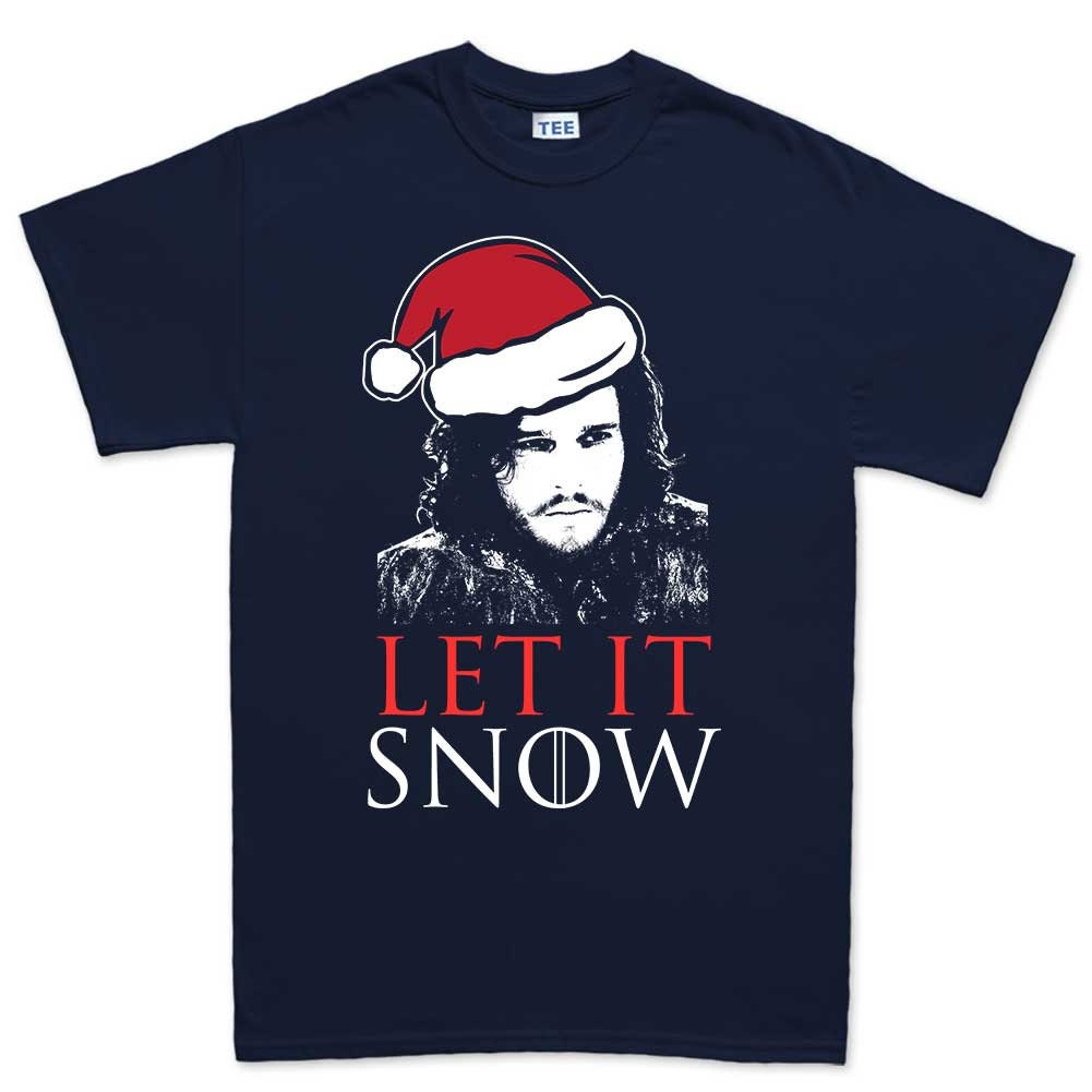 Mens Let It Jon Snow GoT Xmas Santa Christmas Party Gift Mens T shirt Tee Top T-shirt
