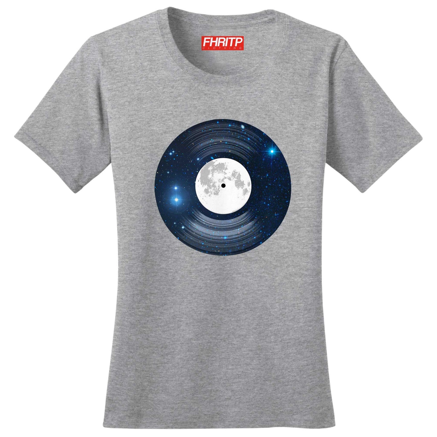 Ladies Space Moon Vinyl Funkalicious Astronaut Record Funny T shirt Tee Top T-shirt