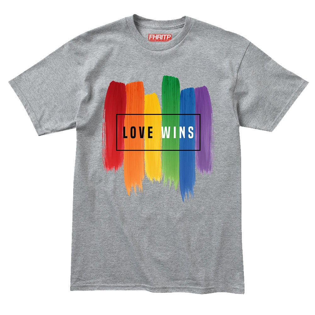 Mens Love Wins LGBT+ Rainbow Flag Pride Proud T shirt Tee Top T-shirt