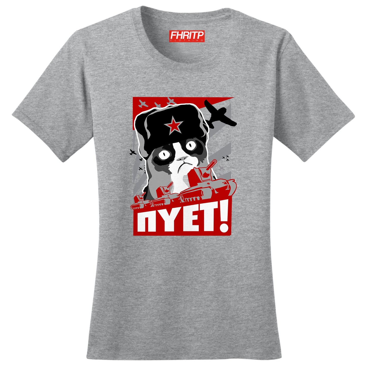 Ladies Grumpy Cat Russian NIET NOPE Funny Meme T shirt Tee Top T-shirt