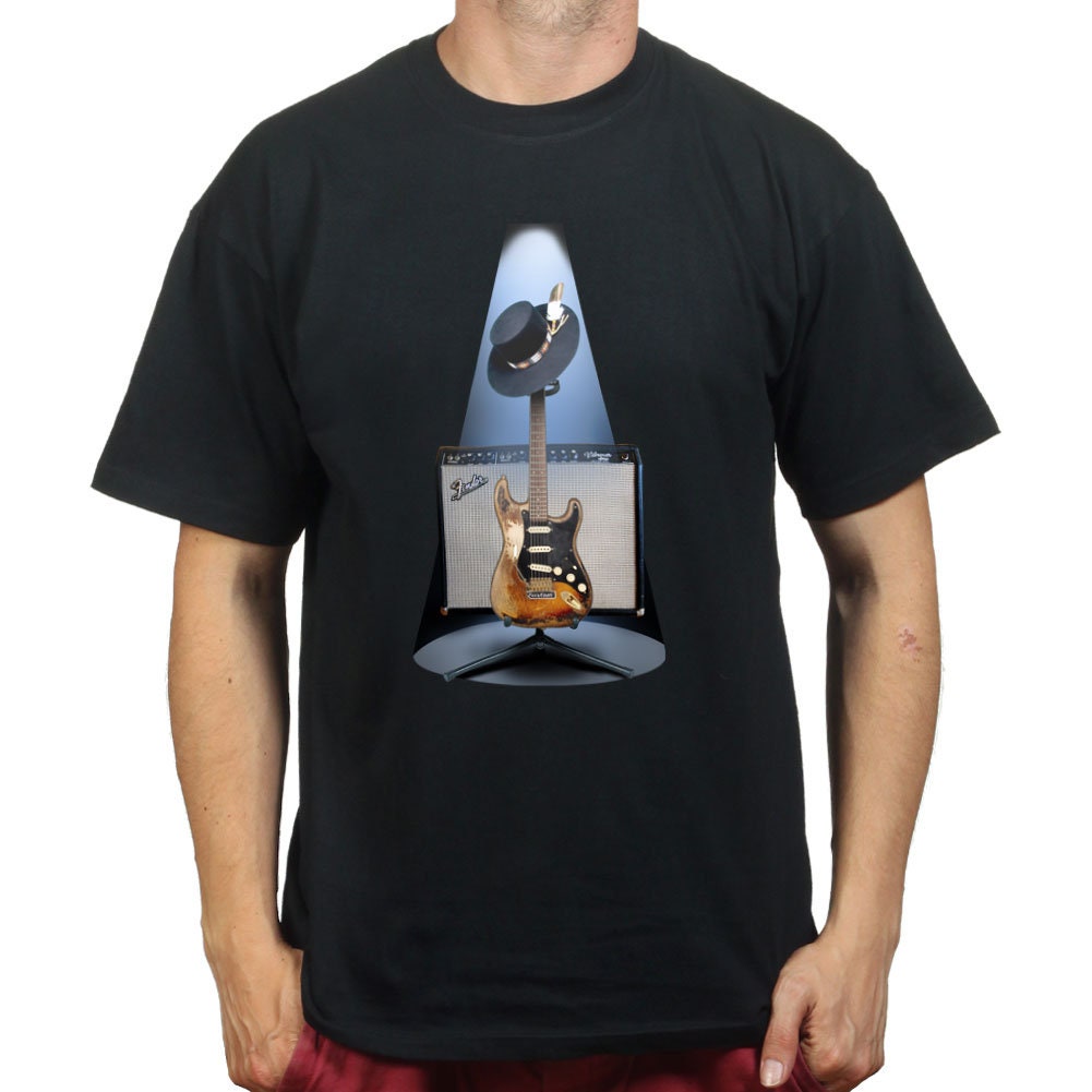 Stevie Ray Texas Floodlights 1959 American Standard SRV Guitar Number One Blue Music T shirt Tee Top T-shirt