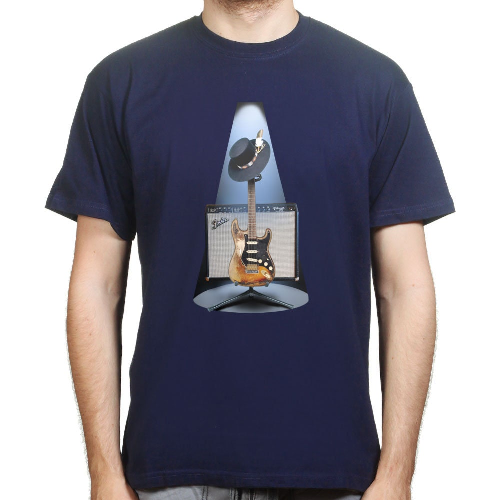 Stevie Ray Texas Floodlights 1959 American Standard SRV Guitar Number One Blue Music T shirt Tee Top T-shirt