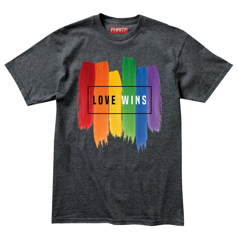 Mens Love Wins LGBT+ Rainbow Flag Pride Proud T shirt Tee Top T-shirt
