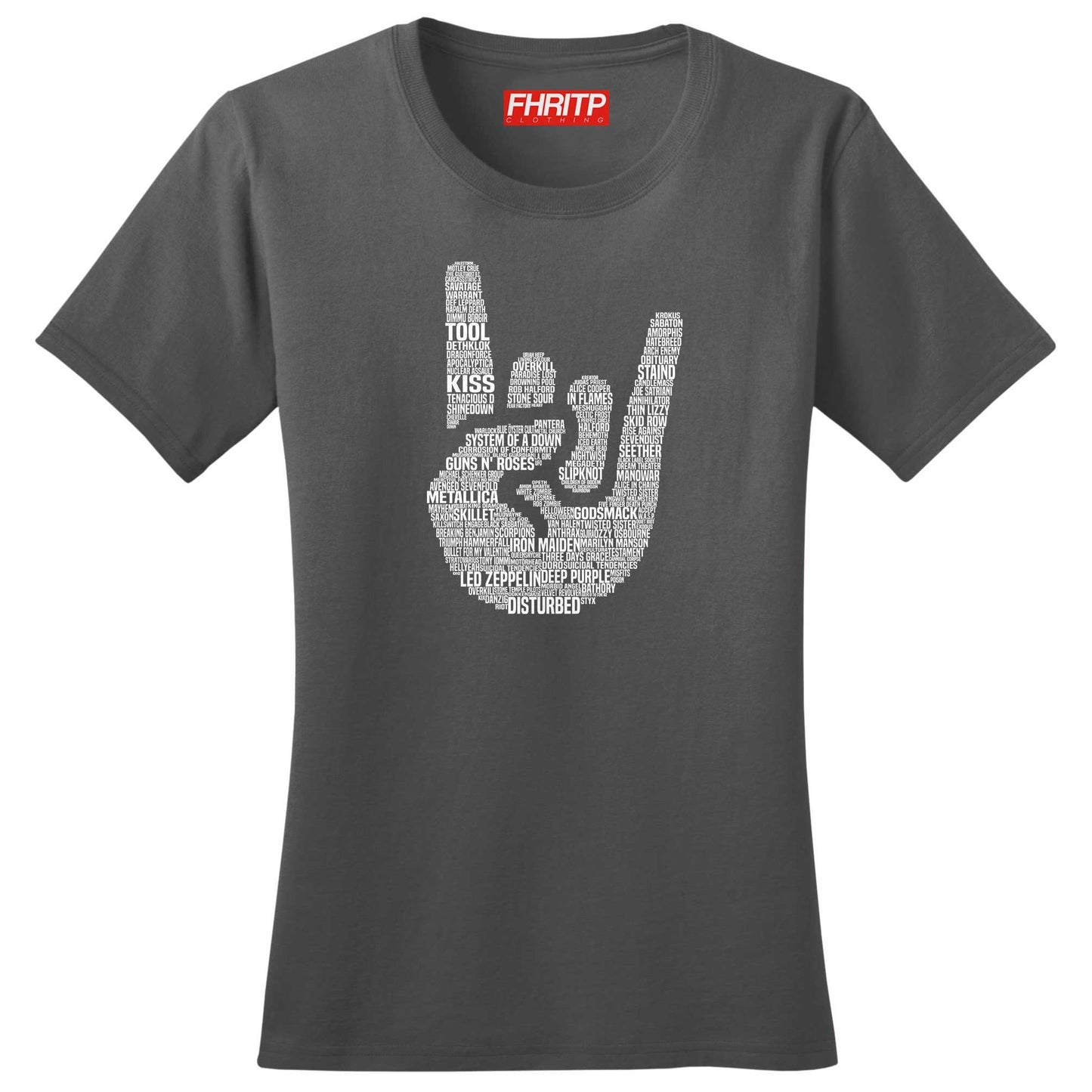 Womens Heavy Metal Legends - Devil's Horns Tribute T shirt Tee Top T-shirt