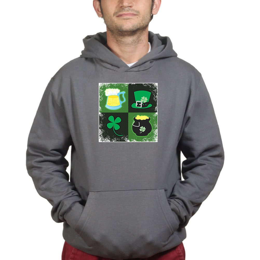 Irish Symbols Patricks Day Paddy Shamrock Leprechaun Funny Hoodie