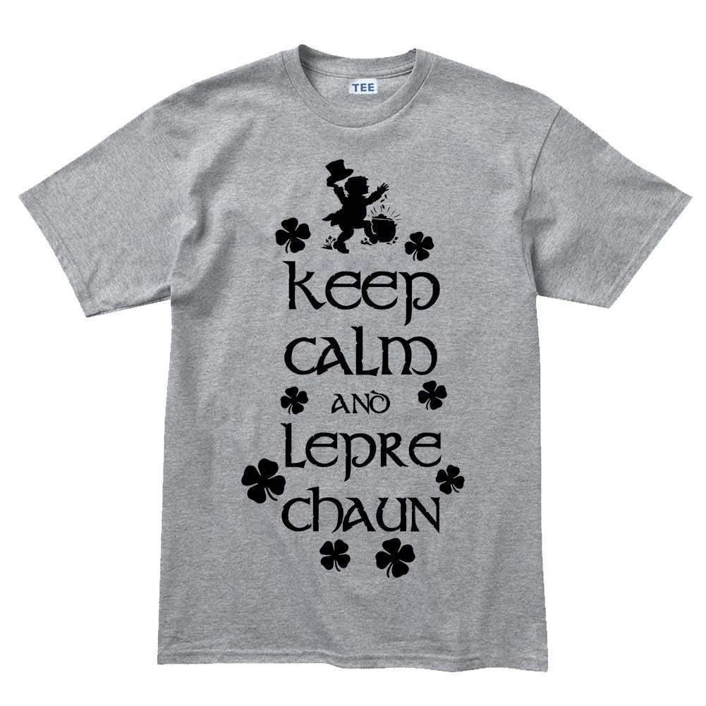 Mens Keep Calm Leprechaun St Patrick Paddys Day Irish Ireland T shirt Tee Top T-shirt