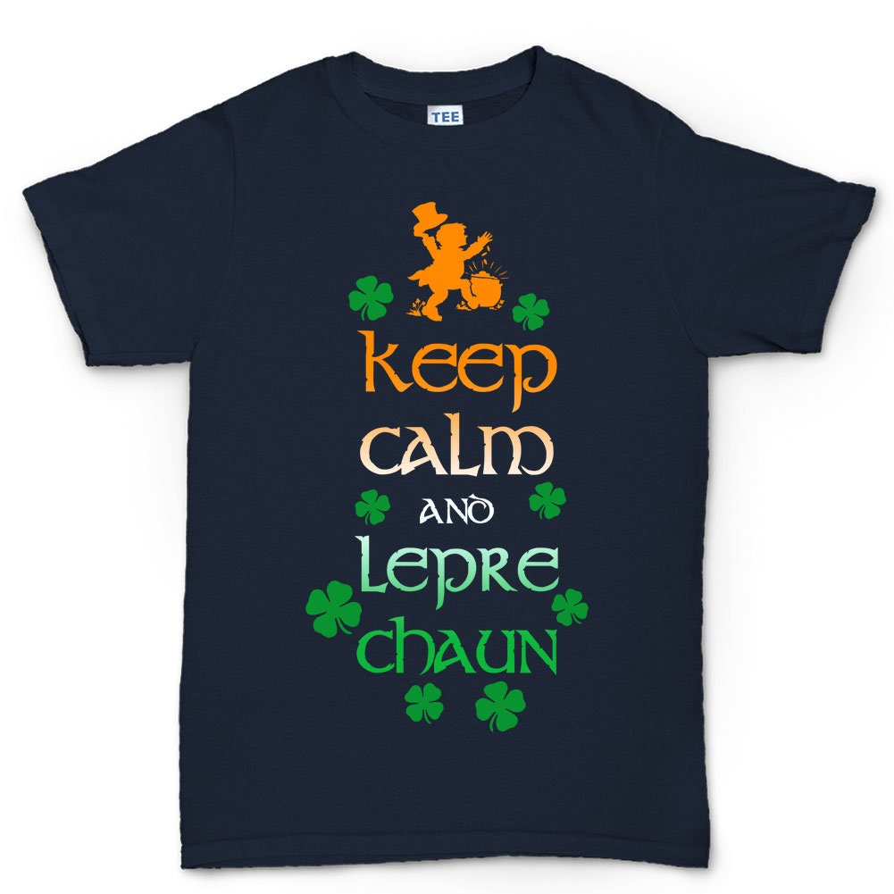Mens Keep Calm Leprechaun St Patrick Paddys Day Irish Ireland T shirt Tee Top T-shirt