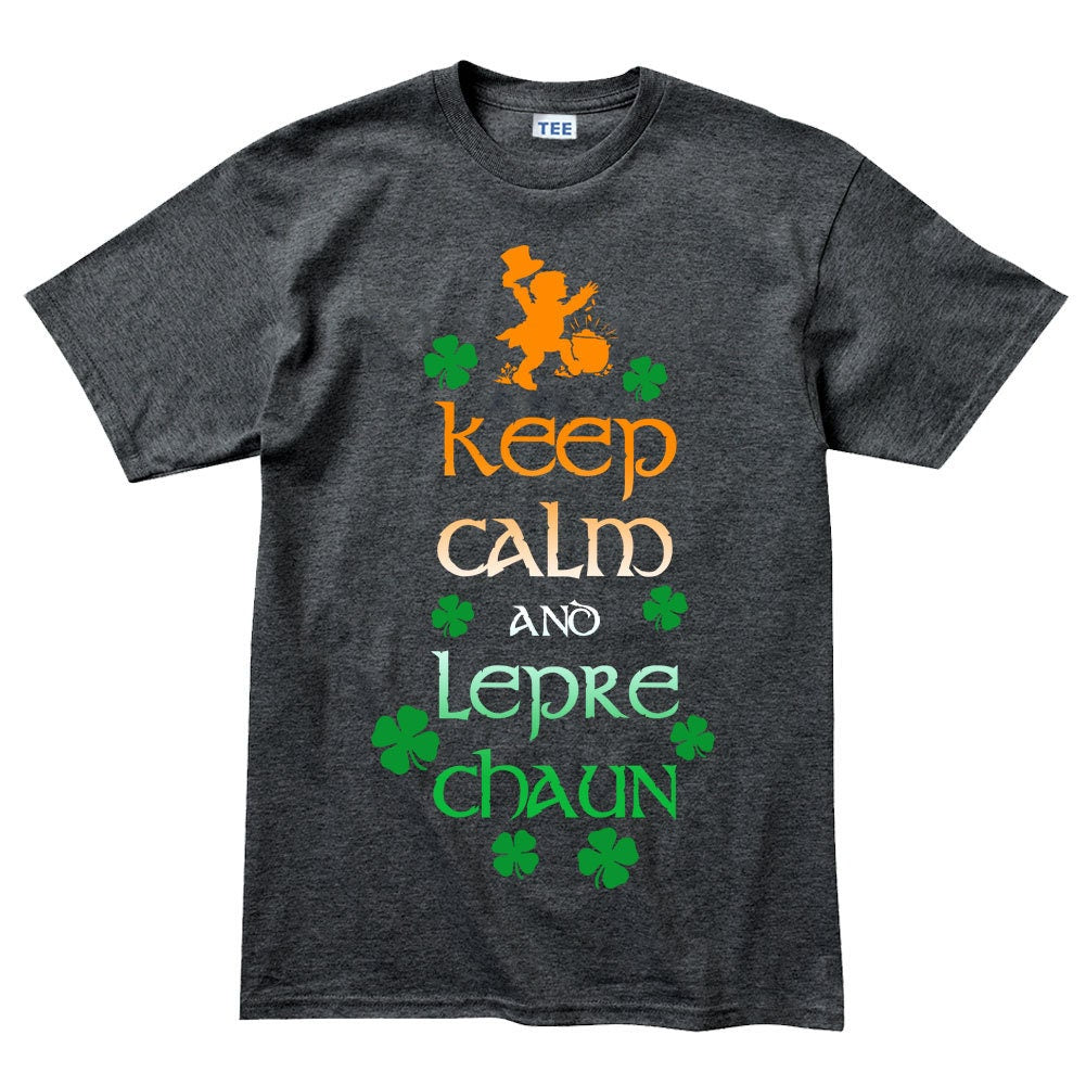Mens Keep Calm Leprechaun St Patrick Paddys Day Irish Ireland T shirt Tee Top T-shirt