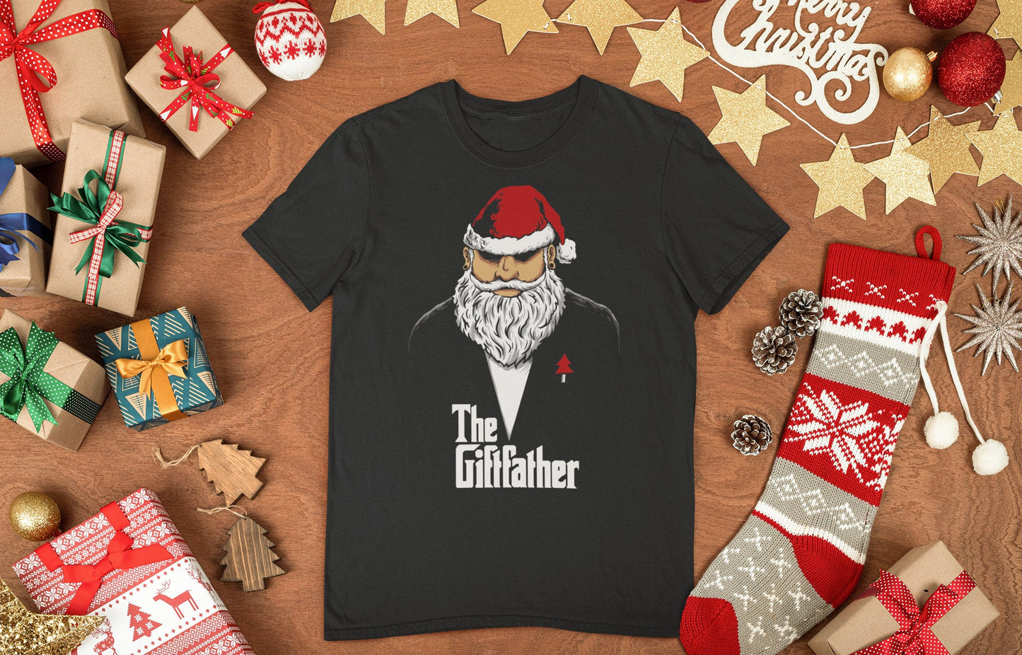 The Gift Father, Santa Funny Christmas T shirt, Gift for him, Santa Christmas Movie, Mens Womans Kids Funny T-shirt, Funny Santa T shirt