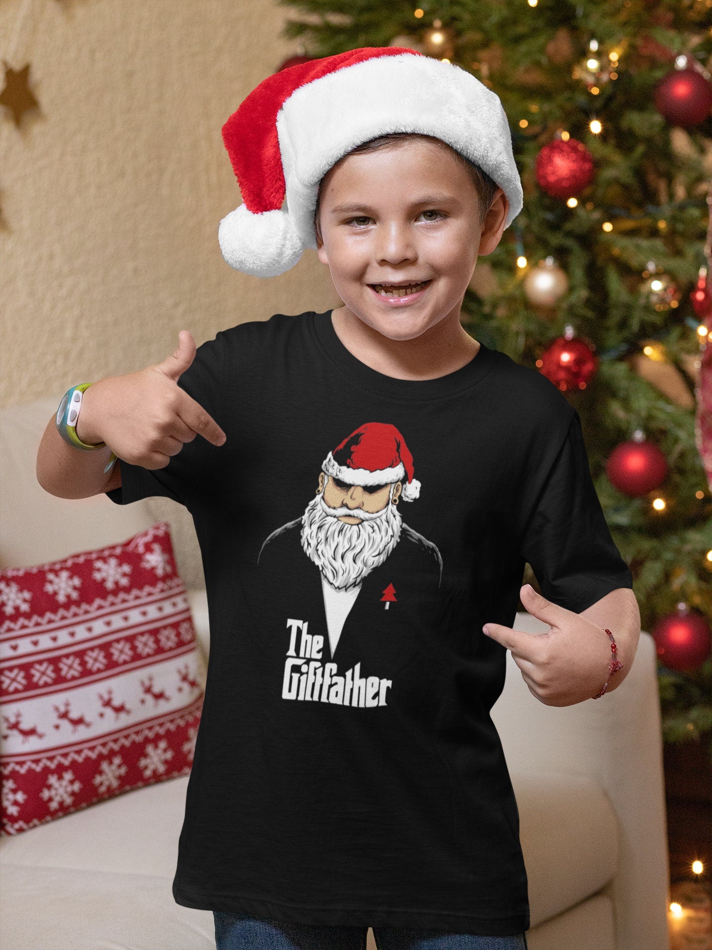 The Gift Father, Santa Funny Christmas T shirt, Gift for him, Santa Christmas Movie, Mens Womans Kids Funny T-shirt, Funny Santa T shirt