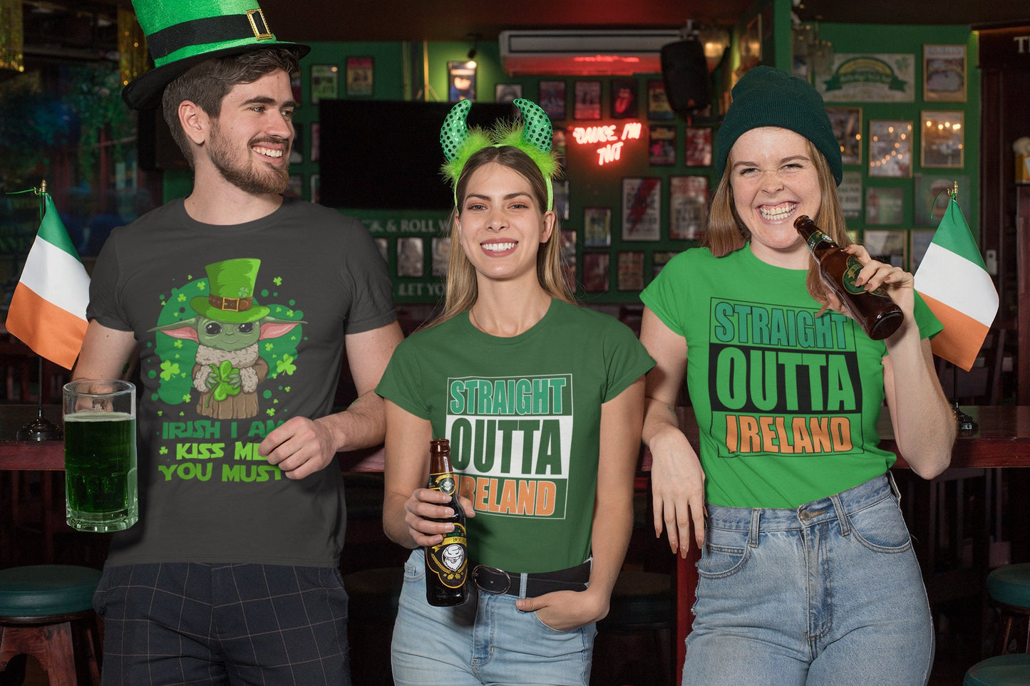 Straight Outta Ireland Shirt, Funny Irish Ireland T-Shirt, Shamrock Leprechaun Saint Patrick, Paddy’s Day Shirt, Lucky Ireland Paddy Shirt