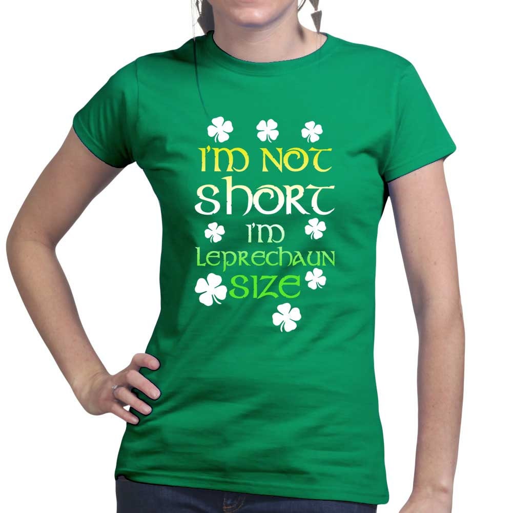 I’m Not Short T-Shirt, I’m Leprechaun Size Shirt, Happy Irish Patrick Outfit, Lucky Clover Four Leaves Tee, Girly Charm St Paddy Day Shirt