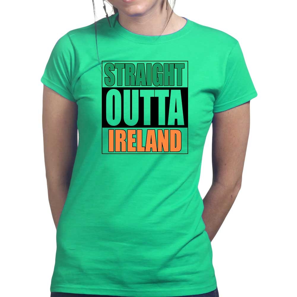 Straight Outta Ireland Shirt, Funny Irish Ireland T-Shirt, Shamrock Leprechaun Saint Patrick, Paddy’s Day Shirt, Lucky Ireland Paddy Shirt