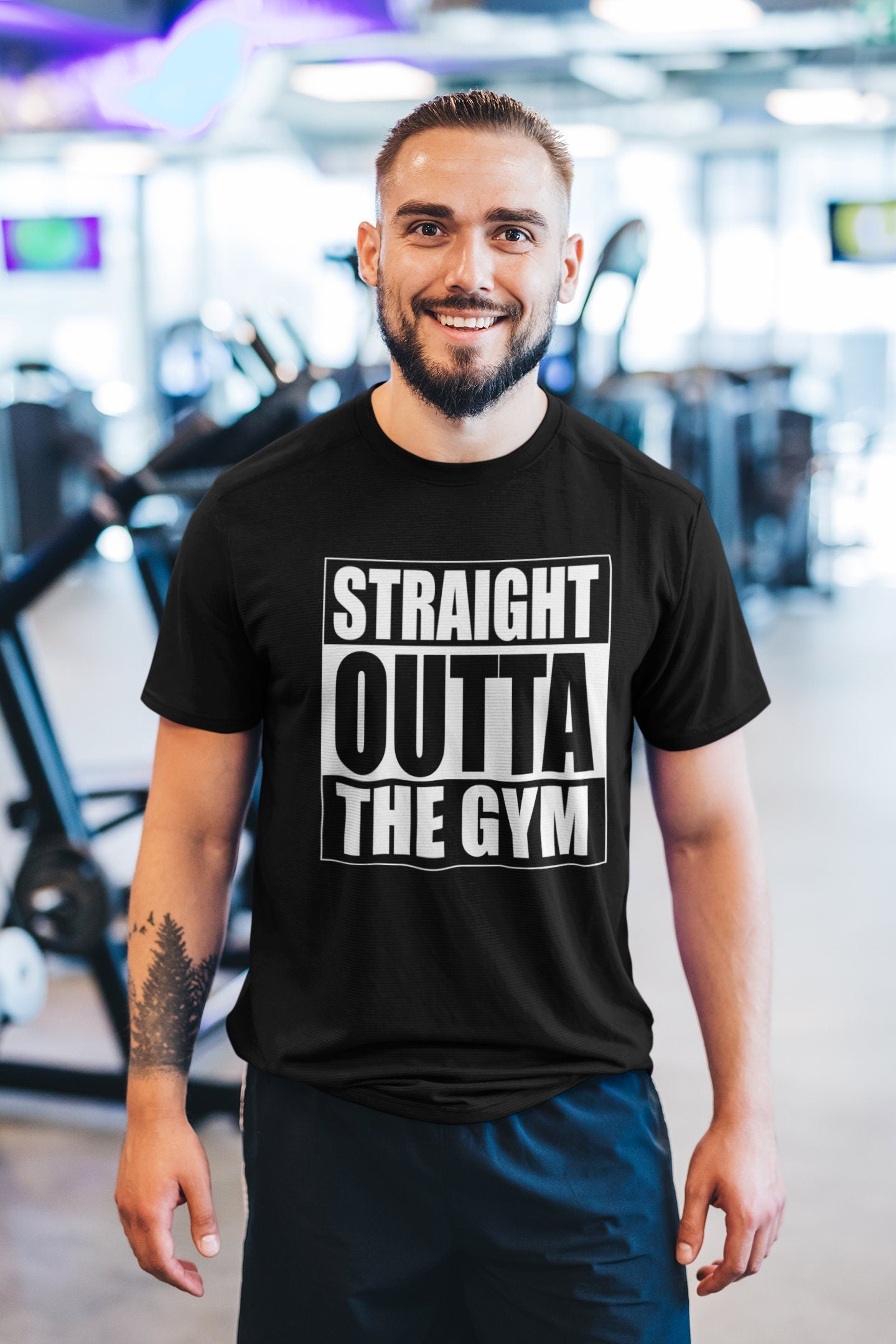 Straight Outta Gym Fitness Tee for Men - Novelty Gym Shirt - Workout Gym Graphic T Shirts - Motivational Gifts, Gym Lovers