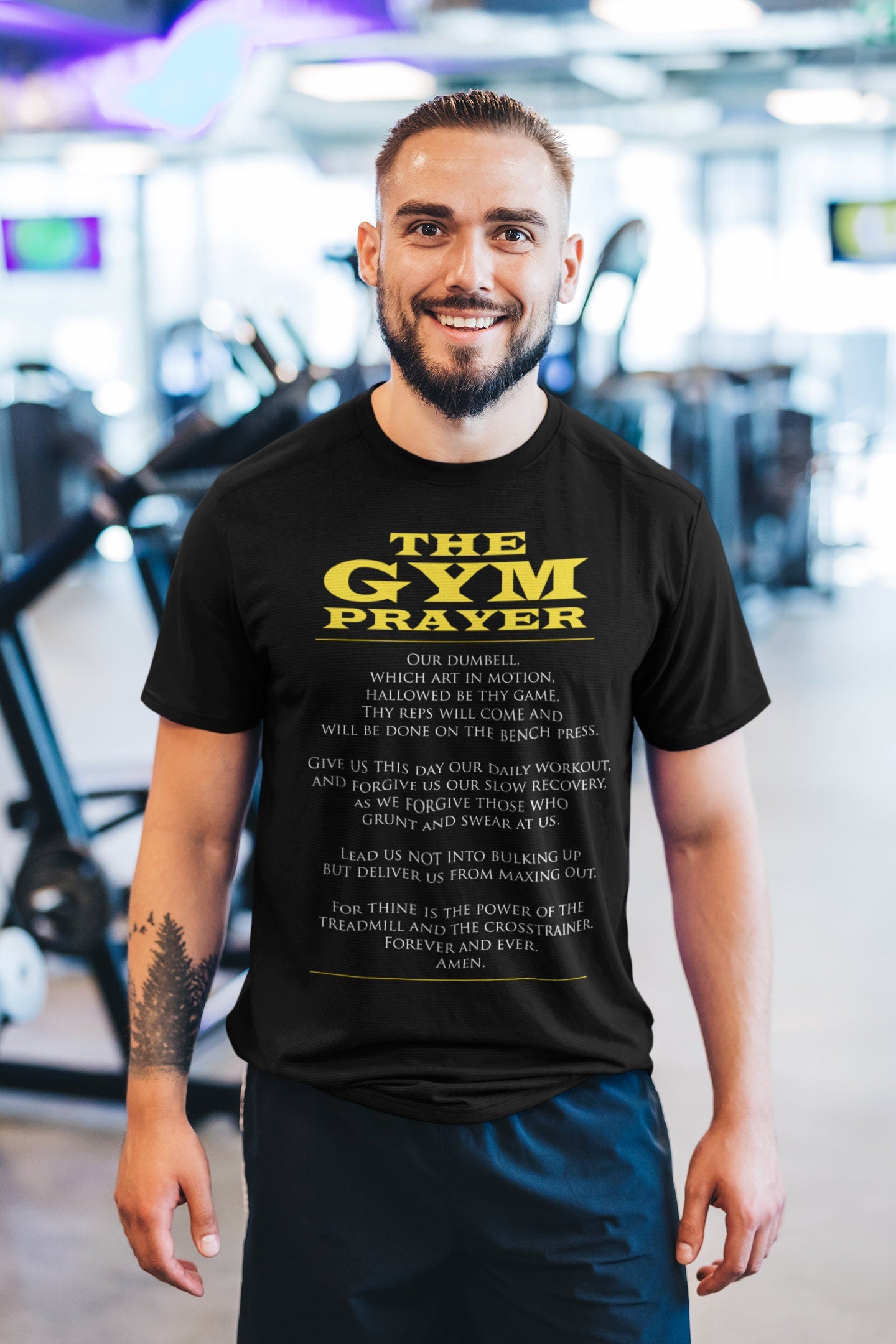 The Gym Prayer Fitness Graphic Tees Men - Novelty Gym Shirt - Workout Gym T Shirts - Motivational Gifts, Gym Lovers Tshirt