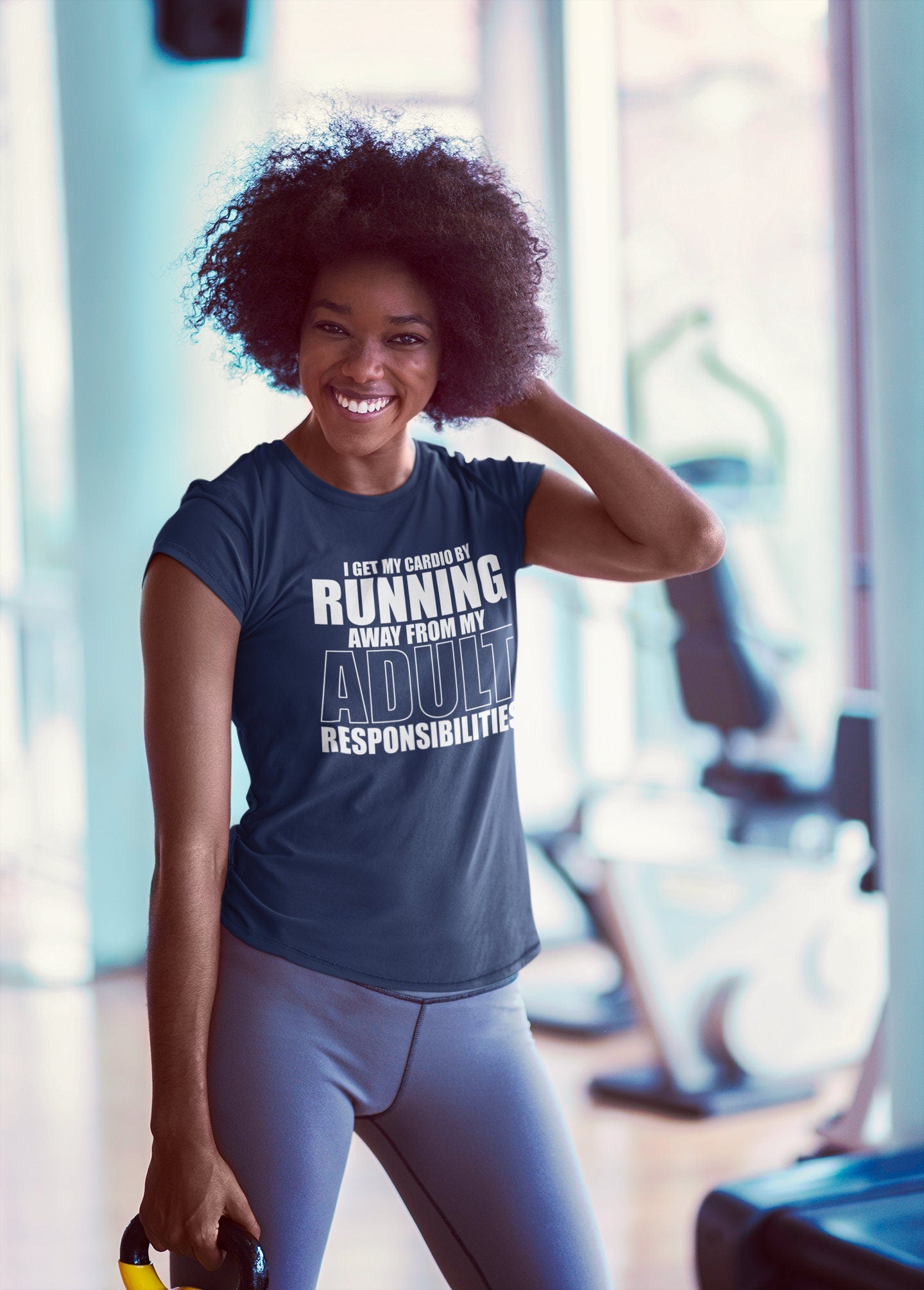 I Get My Cardio By Running - Fitness Funny T Shirts for Women - Comfortable Gifts - Crazy Gym Tees - Workout Apparel