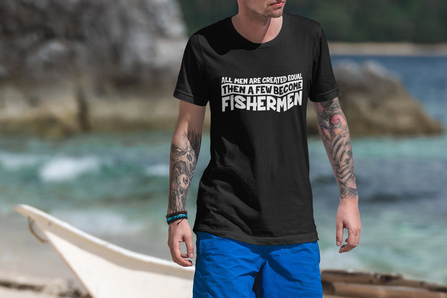 Men Created Equal Fisherman Funny T-shirt