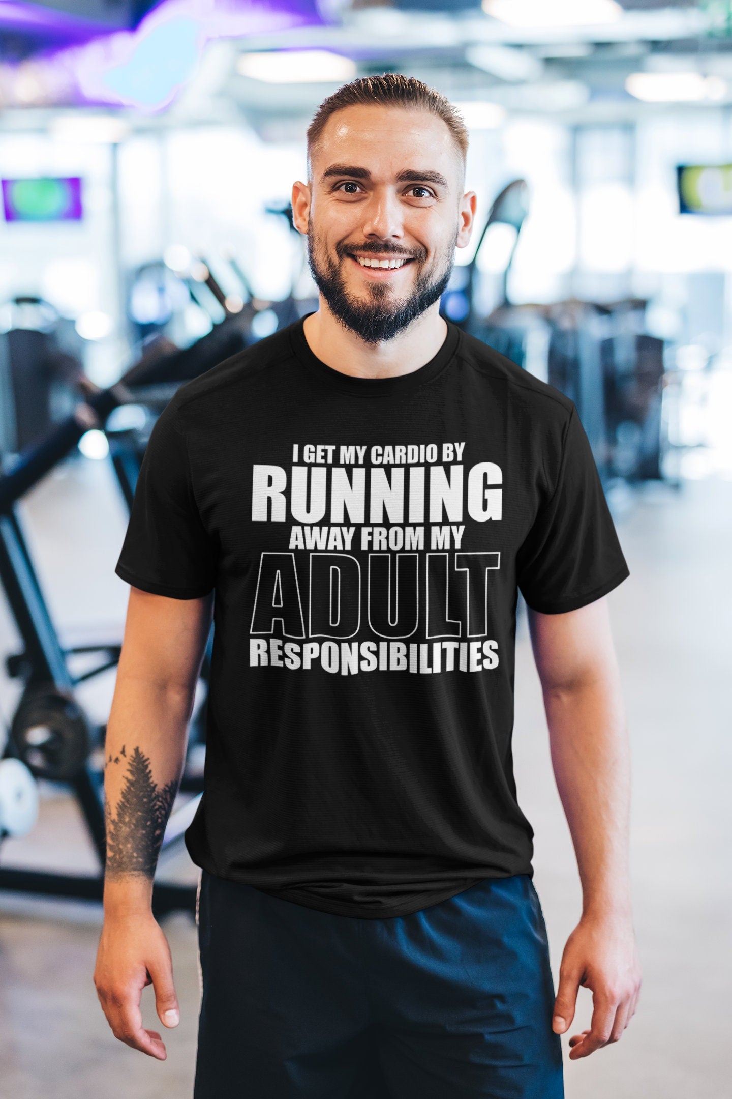 I Get My Cardio By Running - Fitness Funny T Shirts for Men - Comfortable Gifts - Crazy Gym Tees - Workout Apparel