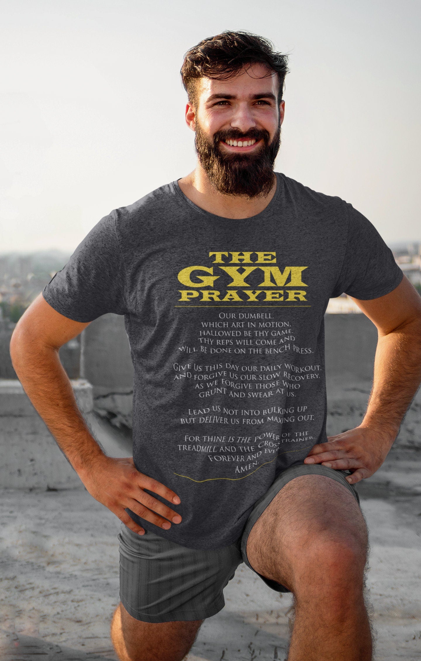 The Gym Prayer Fitness Graphic Tees Men - Novelty Gym Shirt - Workout Gym T Shirts - Motivational Gifts, Gym Lovers Tshirt