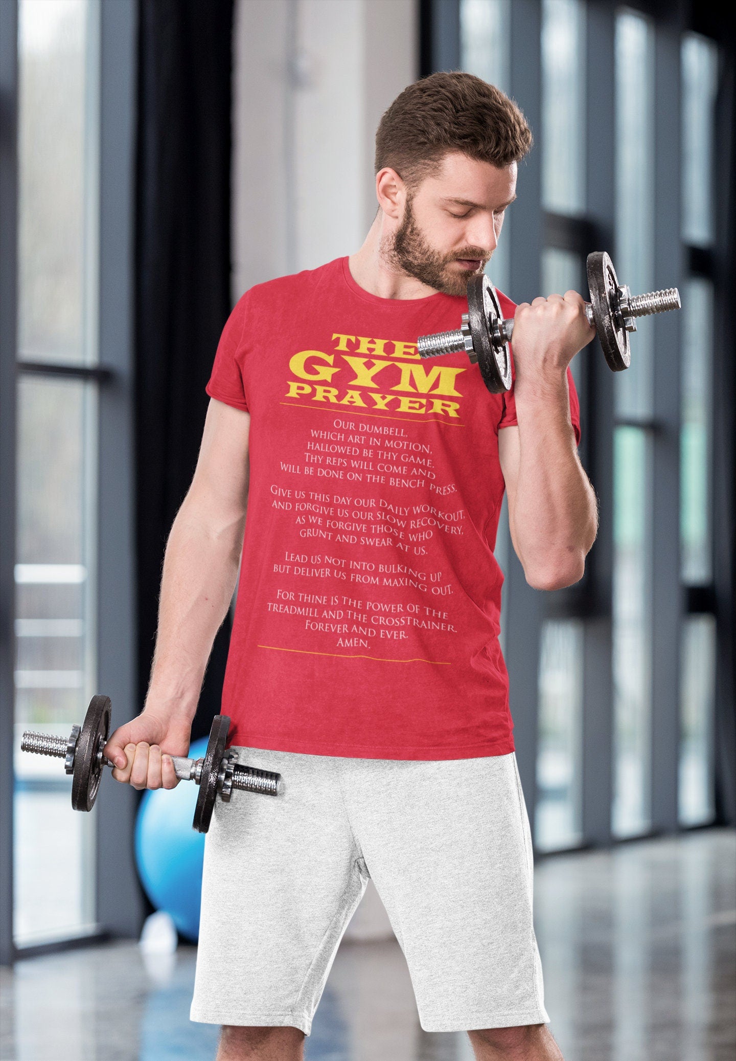 The Gym Prayer Fitness Graphic Tees Men - Novelty Gym Shirt - Workout Gym T Shirts - Motivational Gifts, Gym Lovers Tshirt