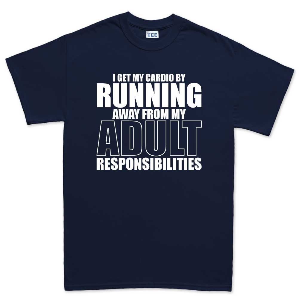 I Get My Cardio By Running - Fitness Funny T Shirts for Men - Comfortable Gifts - Crazy Gym Tees - Workout Apparel