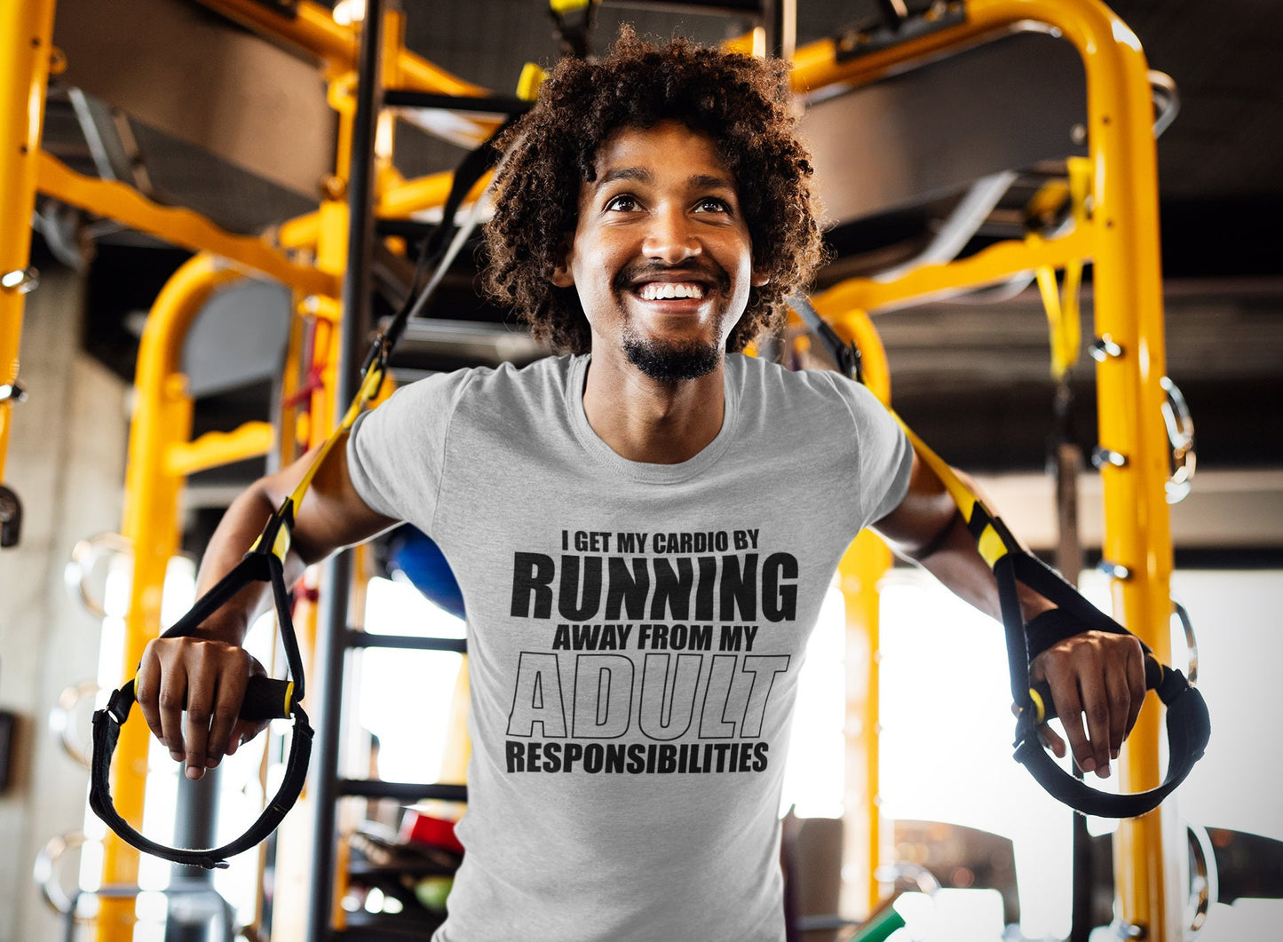 I Get My Cardio By Running - Fitness Funny T Shirts for Men - Comfortable Gifts - Crazy Gym Tees - Workout Apparel