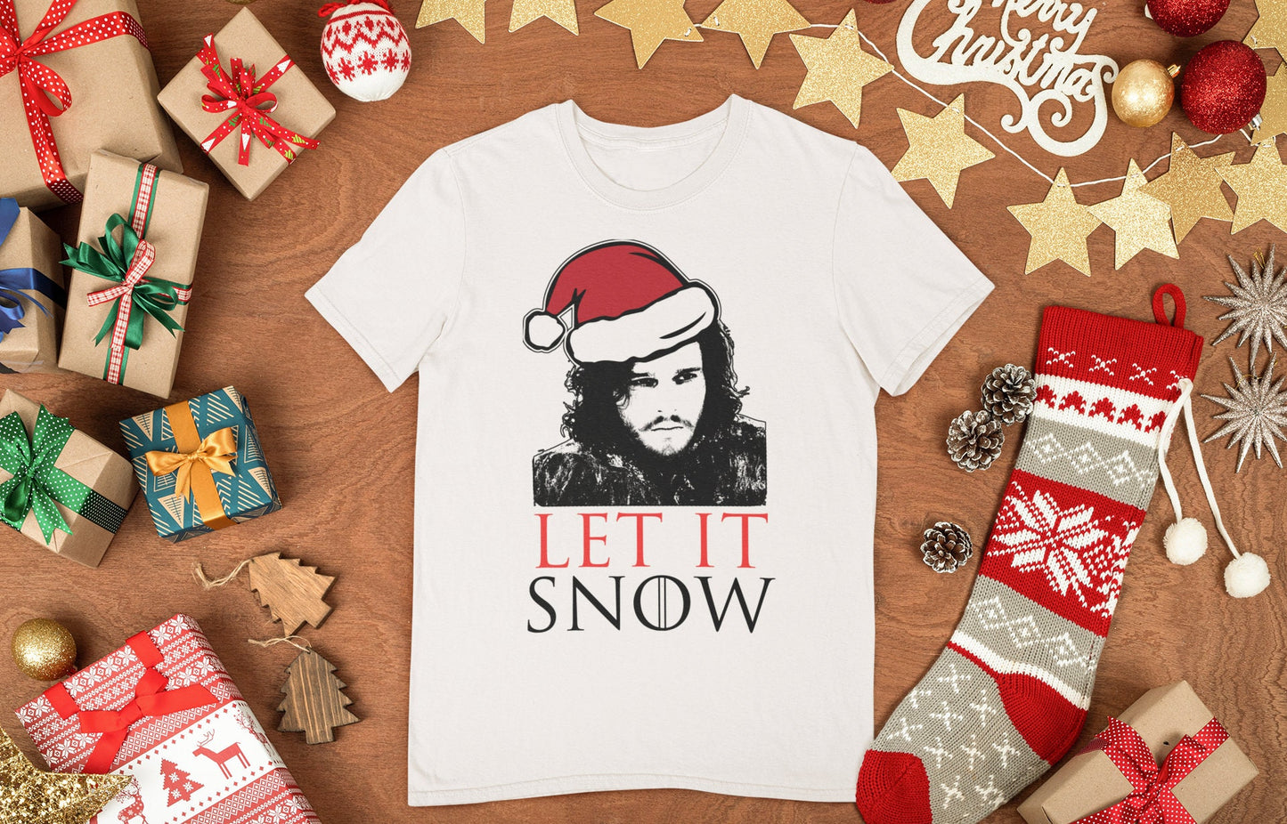 Let It Snow Christmas Shirt, Funny Christmas Holiday Shirt, Let it Snow Sign T shirt, Family Christmas Gift Shirt, Jon Snow Men's T Shirt