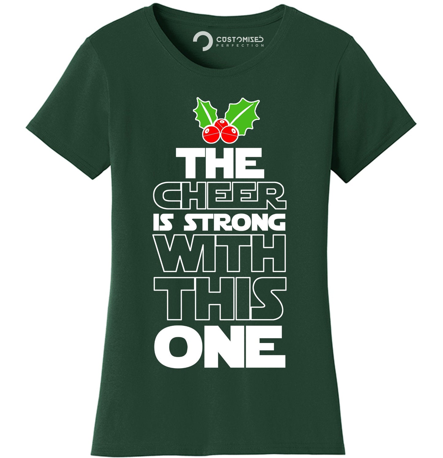 Star Christmas Wars Shirt for Women, Funny Christmas Shirt, Funny Holiday Christmas Tee, The Cheer is Strong with This One Xmas Ladies Shirt